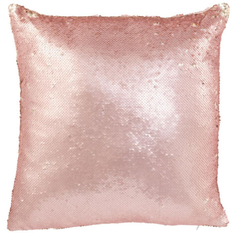 Coussin Déco Réversible "Sequin" 45x45cm Rose & Champagne
