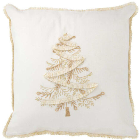 Coussin Déco Sapin "Ellis" 45x45cm Blanc