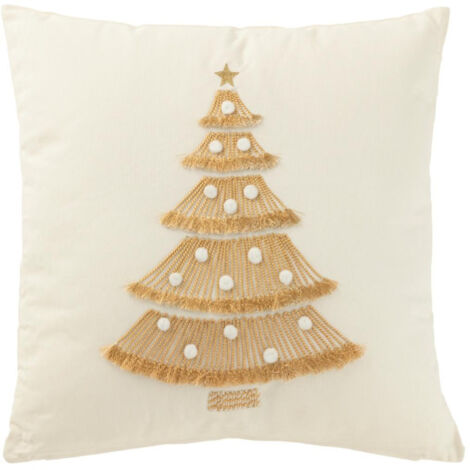 Coussin Déco Sapin "Franges" 45x45cm Blanc