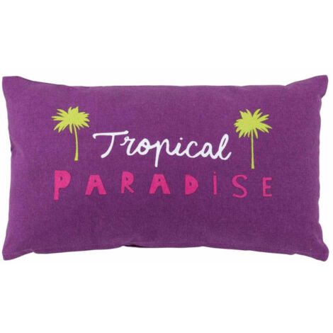 Coussin Déco "Tropical Paradise" 30x50cm Prune