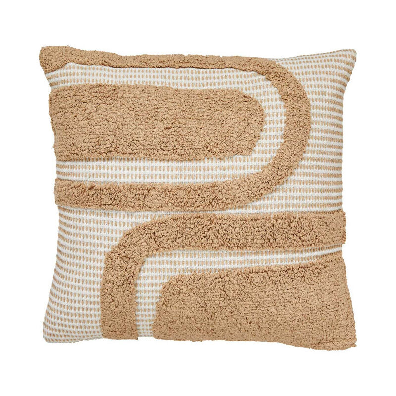 Coussin Déco Tufté 'Poppy' 50x50cm Beige Lin