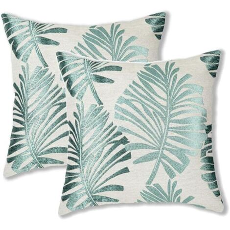 Coussin décoratif 2 pièces, motif feuille de jungle, pour salon, chambre, fauteuil, canapé, housse de coussin, 45 cm x 45 cm