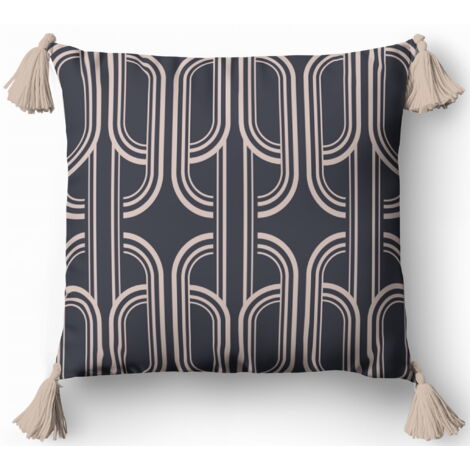Coussin décoratif 45x45 Mosaïque bleu marine et doré Boho