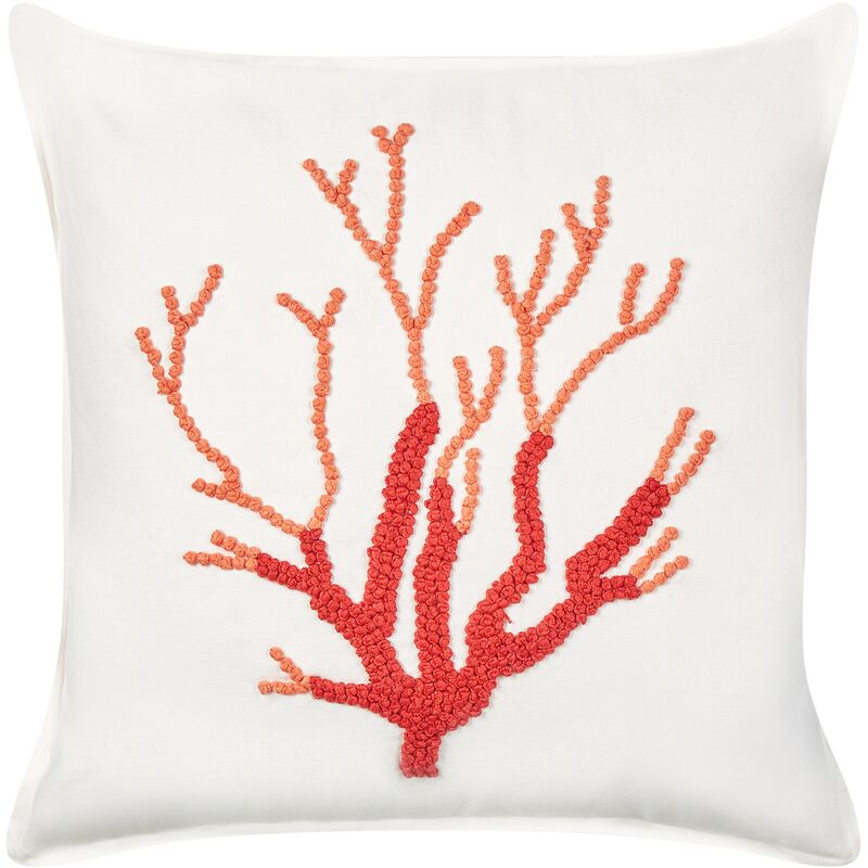 Beliani - Coussin Décoratif Blanc 45 x 45 cm à Motif de Corail Brodé en Coton Ambiance Marine Coralium