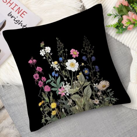 Coussin décoratif bouquets champêtres