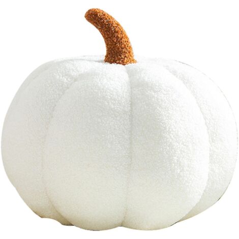 Coussin décoratif citrouille d'Halloween - Coussin citrouille doux et moelleux pour canapé - Décoration d'Halloween mignonne - 35 cm - blanc