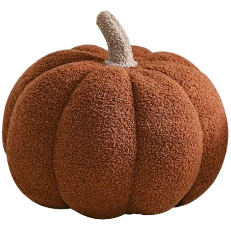 Coussin décoratif citrouille d'Halloween en peluche - Coussin citrouille doux et moelleux pour canapé - Décoration d'Halloween mignonne - 28 cm - marron