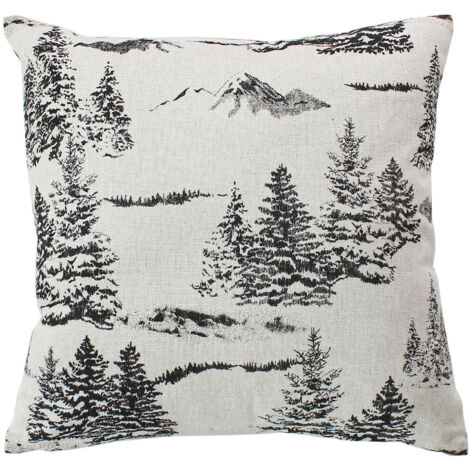Coussin décoratif déhoussable style montagne Gris anthracite 40x40 cm