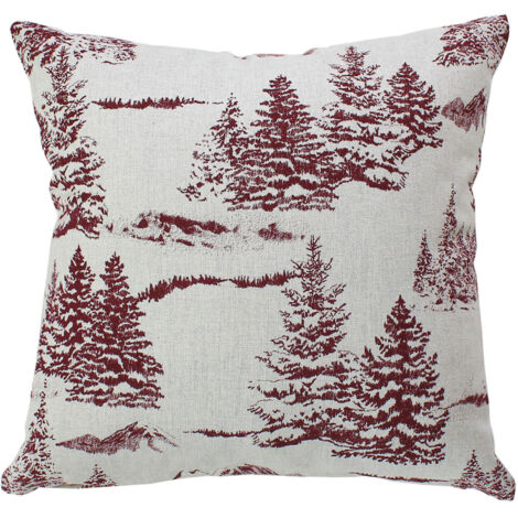 Coussin décoratif déhoussable style montagne Rouge 40x40 cm