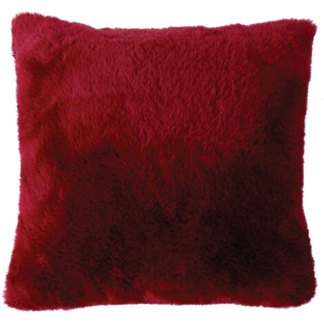 Coussin décoratif  - Effet fourrure toucher ultra doux Rouge 40x40 cm
