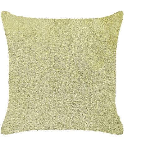 Coussin Décoratif en Fausse Fourrure Verte 45 x 45 cm Fait à la Main Très Doux Pilea