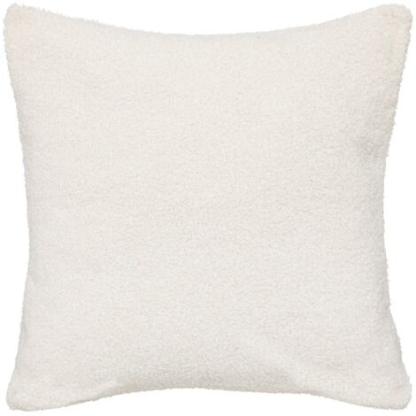 Coussin décoratif en Fourrure bouclette Blanc Ivoire 40 x 40 cm - Atmosphera