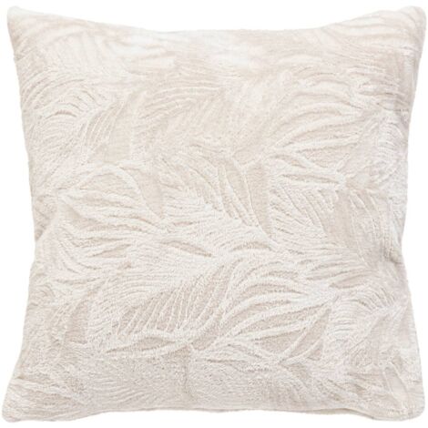 Coussin décoratif flanelle Beige lin motif en relief 40 x 40 cm - Atmosphera