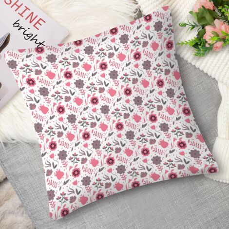Coussin décoratif fleurs printanières, pastel