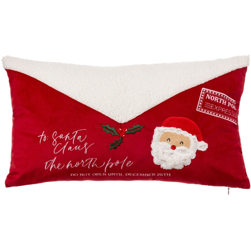 Coussin décoratif Lettre au Père Noël Rouge et Blanc 50 x 30 cm - Feeric Christmas