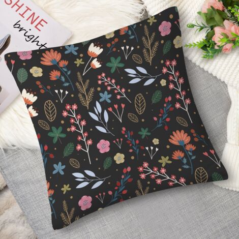 Coussin décoratif motif fleuri délicat, 45x45 cm