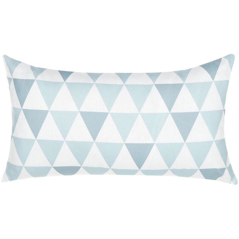 Beliani - Coussin de Jardin avec Motifs Géométriques 40 x 70 cm en Tissu Imperméable Blanc avec Triangles Bleus pour Tout Extérieur Blanc