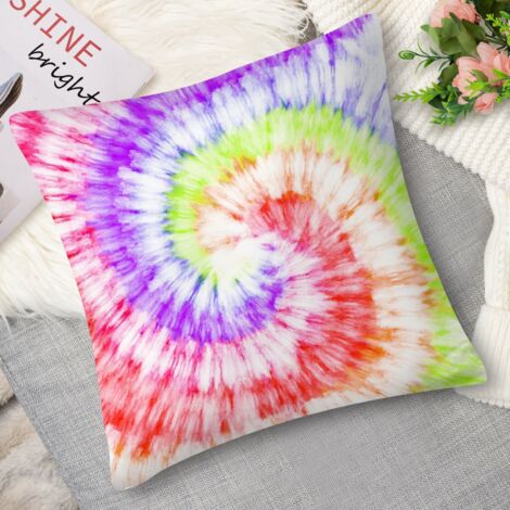 Coussin décoratif motif tye-dye, coloré