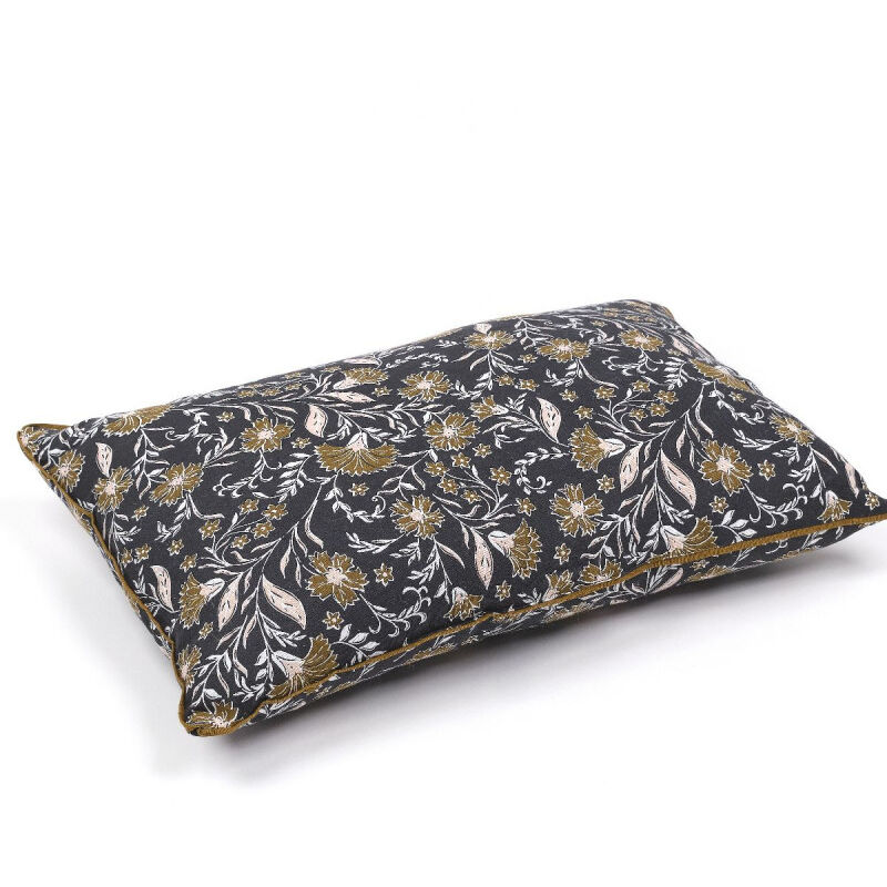 Today - Coussin rectangle en coton 'Indies' à motif floral - Gris/Bronze - 40 x 60 cm - Livraison gratuite