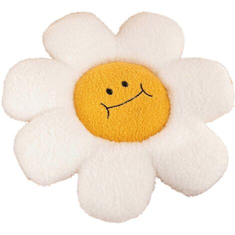 Coussin décoratif tournesol pour canapé, coussin de dossier doux et moelleux blanc