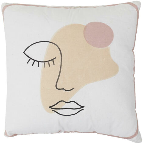 Coussin décoratif visage pastel arty 40x40 cm