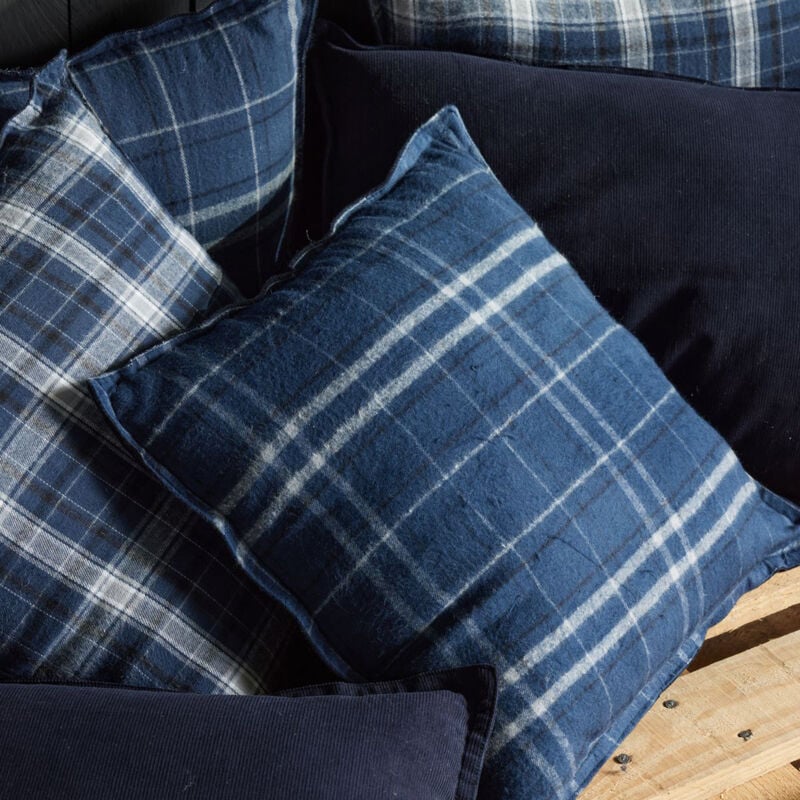 Today - Lot de 2 coussins en velours côtelé et coton brossé Bleu 40x60 cm