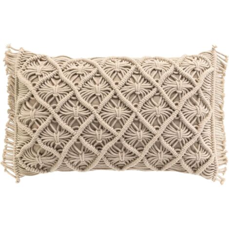 Coussin Déhoussable 30x50 cm en Coton Macramé - Indy  Élégance et Confort Bohème