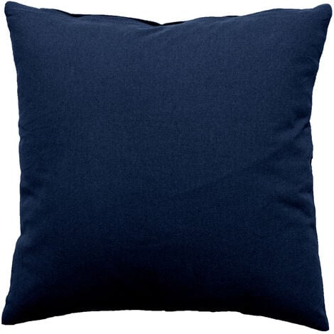 Coussin déhoussable 40x40 cm LOLA 100% coton coloris BLEU MARINE