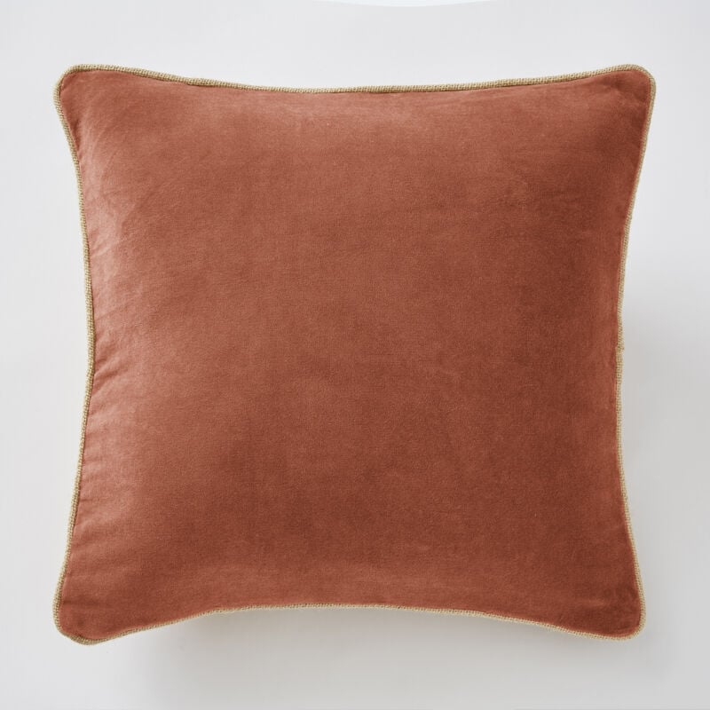 Coussin déhoussable 45 x 45 cm velours de coton césar terracotta Orange