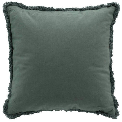 Coussin déhoussable à franges 45 x 45 cm coton Eve Verveine