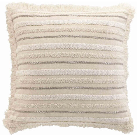 Coussin Déhoussable  à Franges 60 x 60 cm – Coton Tissé – Atlas Naturel