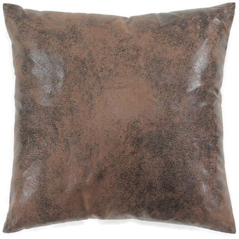 Coussin déhoussable aspect cuir marron 40x40cm – Style vintage pour décoration intérieure – Confort optimal sur canapé ou fauteuil – Thedecofactory