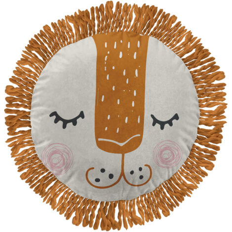 Coussin déhoussable avec franges macramé diam 40 cm Charlie