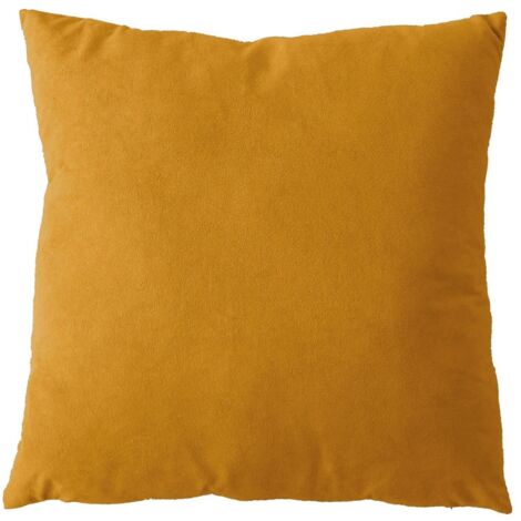 Coussin dehoussable en velours Jaune moutarde 40x40 cm