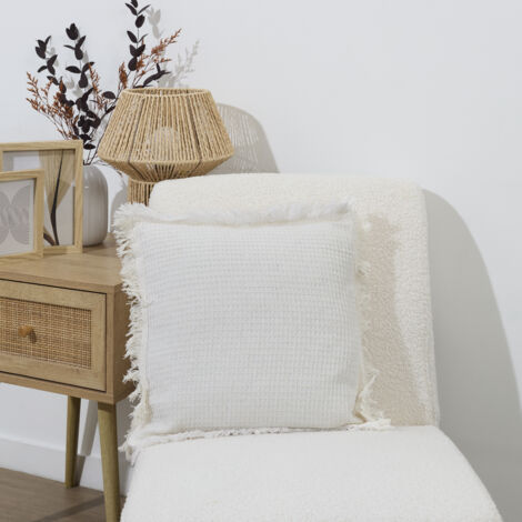 Coussin Dehoussable Gaufre Ivoire 40x40cm