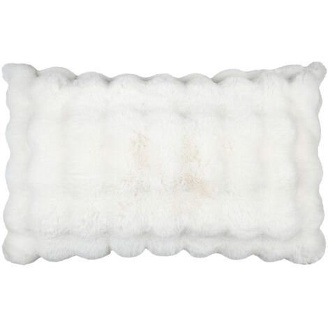 Coussin déhoussable imitation fourrure Ecru 50x80 cm