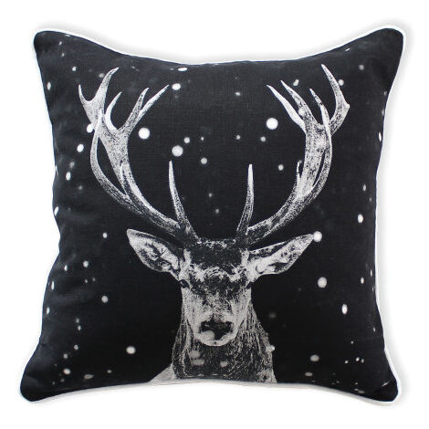 Coussin déhoussable imprimé cerf 40x40cm - 40x40cm - Noir