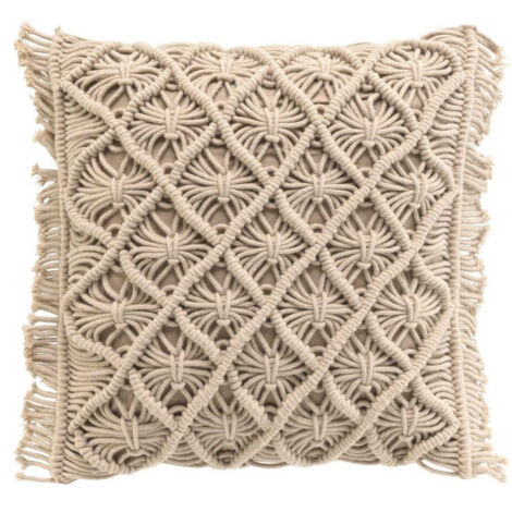 Coussin déhoussable macramé 40x40cm "Indy" - 40x40cm - Beige