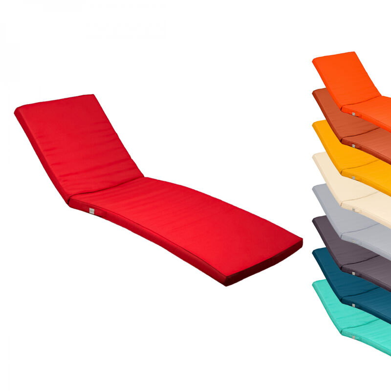 Linxor - Coussin déhoussable pour bain de soleil, transat - 183 x 60 cm - Rouge
