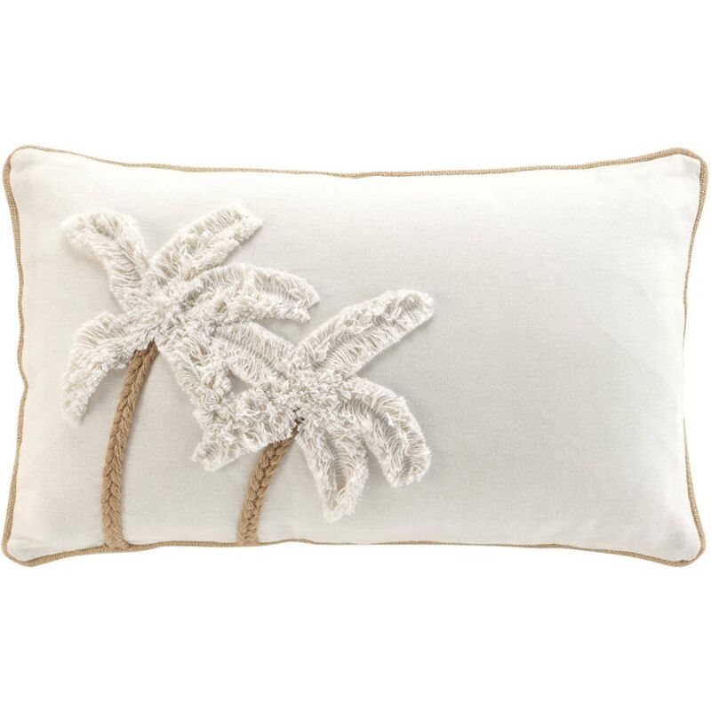 Douceur D'intérieur - Coussin déhoussable tufté motif palmier - 30x50cm - Ecru
