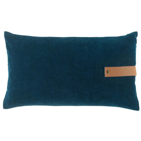 Coussin Déhoussable Velours "Milleray" 30x50cm Bleu