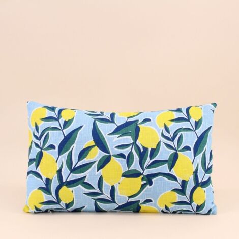Coussin déperlant et anti-uv  motifs citrons 30x50cm
