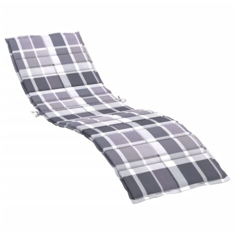 Coussin d'extérieur，Coussin de chaise longue motif à carreaux gris 200x60x3 cm CFW425456