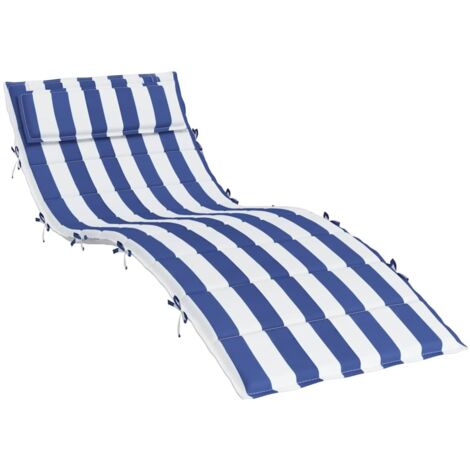 Coussin d'extérieur,Coussin de chaise longue rayures bleues/blanches 180x60x4 cm CFW340254
