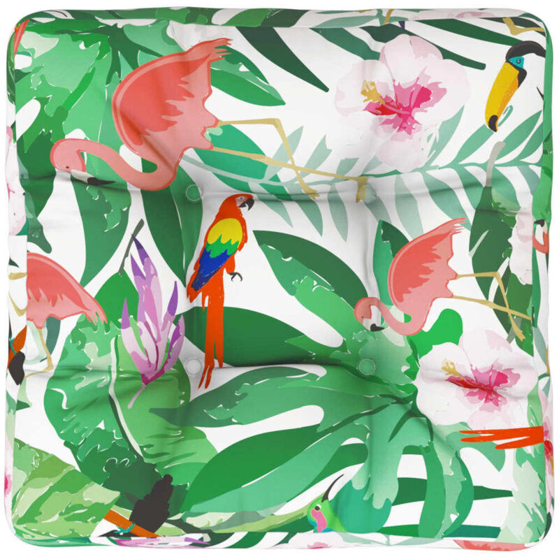 Coussin d'extérieur，Coussin de palette multicolore 60x60x12 cm tissu CFW756544