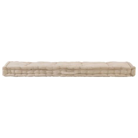 Coussin d'extérieur，Coussin de plancher de palette Coton 120x40x7 cm Beige CFW735184
