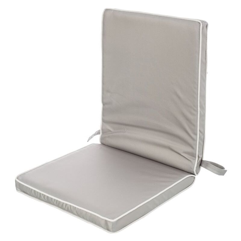 Coussin d'extérieur pour chaise en polyester gris avec traitement hydrofuge 90x40 cm