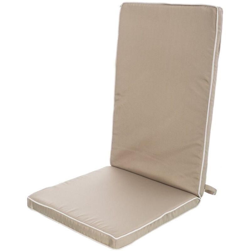Coussin d'extérieur pour chaise polyester taupe avec traitement hydrofuge, 123x48 cm