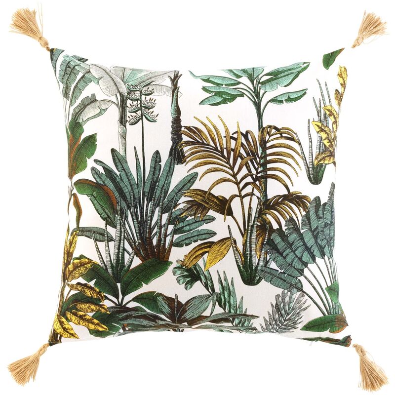 Coussin déhoussable imprimé feuillage Multicolore 50x50 cm