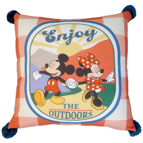 Coussin Disney Mickey & Minnie avec pompon Enjoy The Outdoors - 45x45 cm - Multicolor